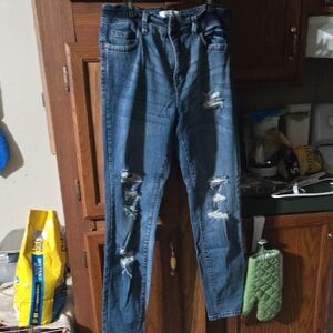 Women's Skinny Distressed Jeans - Blue